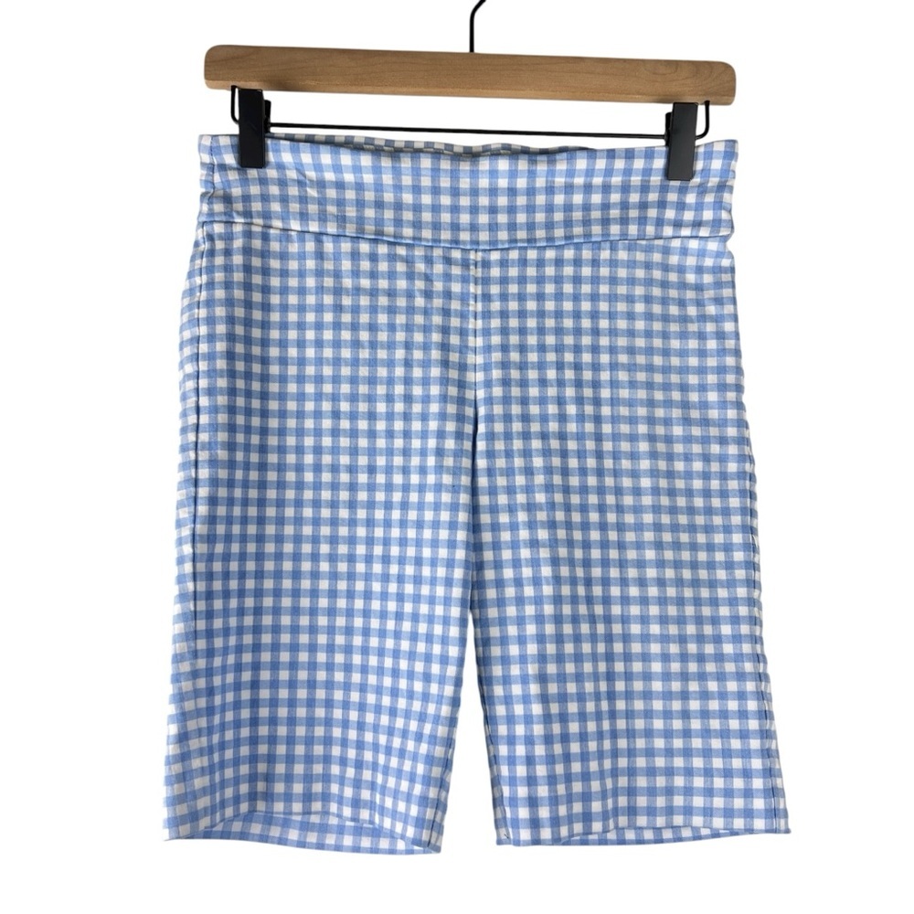 J. Mclaughlin Blue White Gingham Amelia Cloth Pull On Masie Shorts - Picture 2 of 6